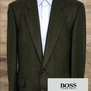 Hugo Boss OliveGreen Houndstooth Blazer Jacket 40L